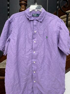 Large Polo by Ralph Lauren Lilac Linen Short-Sleeve Button-Down Shirt
